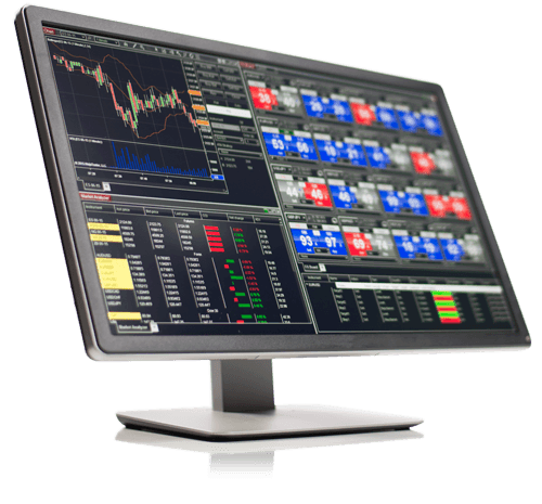 Plataforma NinjaTrader exibida em um monitor